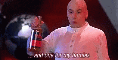 A Bald Man Is Holding A Bottle Of Whiskey And Says `` And One For My Homies '' . GIF