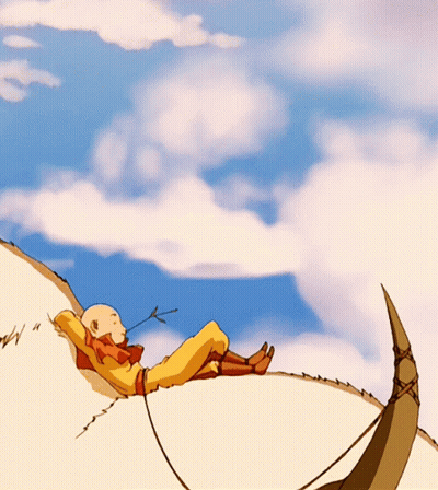 A Bald Man Is Laying On Top Of A Hill With A Dragon Tail Behind Him GIF