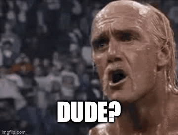 A Bald Man Is Making A Funny Face And Saying `` Dude ? '' GIF