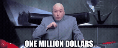A Bald Man Is Sitting In A Chair With The Words One Million Dollars Behind Him GIF
