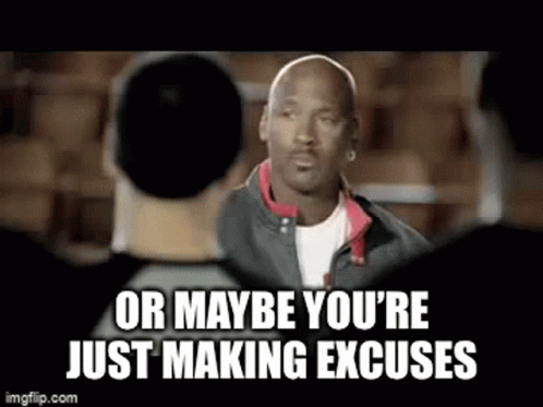 A Bald Man Is Talking To Another Man And Saying `` Or Maybe You 'Re Just Making Excuses '' GIF