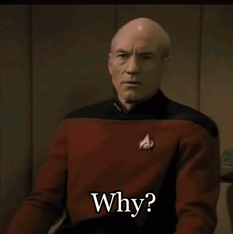A Bald Man Is Wearing A Red Sweater And Asking Why . GIF