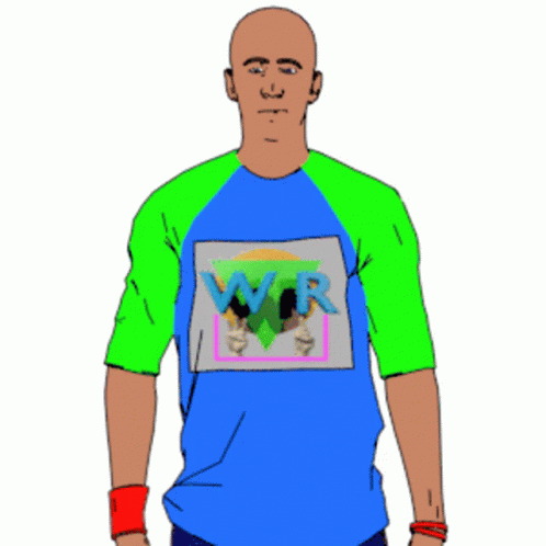 A Bald Man Is Wearing A Shirt That Says Wir On It GIF