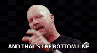 A Bald Man Says " And That 'S The Bottom Line " While Pointing At The Camera GIF