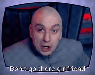 A Bald Man Says " Don 'T Go There Girlfriend " GIF