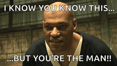 A Bald Man Says I Know You Know This But You 'Re The Man ! GIF