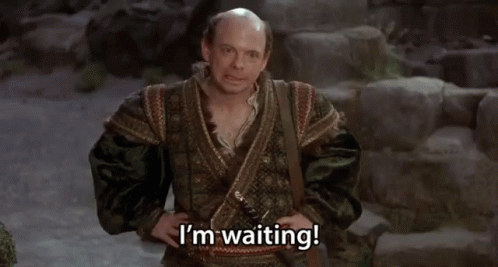 A Bald Man Says I 'M Waiting In A Movie GIF