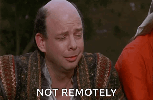 A Bald Man Says Not Remotely In Front Of A Woman GIF