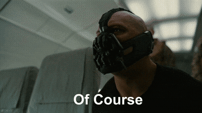 A Bald Man Wearing A Mask With The Words Of Course Below Him GIF