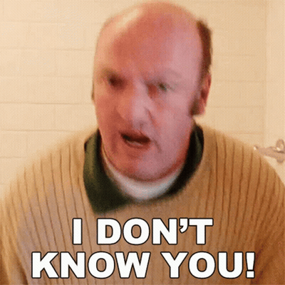 A Bald Man Wearing A Sweater Says I Don 'T Know You GIF