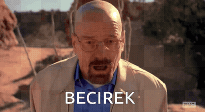A Bald Man Wearing Glasses And A Blue Shirt Says Becirek GIF