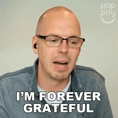 A Bald Man Wearing Glasses Is Saying I 'M Forever Grateful GIF