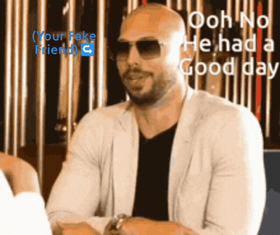 A Bald Man Wearing Sunglasses And A White Jacket Says " Ooh No He Had A Good Day " GIF