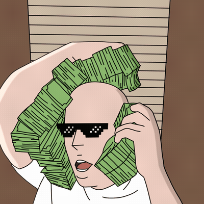 A Bald Man Wearing Sunglasses Is Talking On A Cell Phone GIF