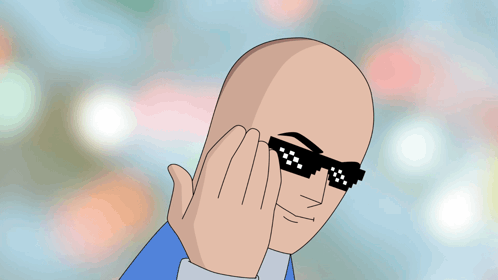 A Bald Man Wearing Sunglasses With The Words " It 'S Free Real " Below Him GIF