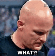A Bald Man With A Beard Is Making A Face And Saying What ? GIF