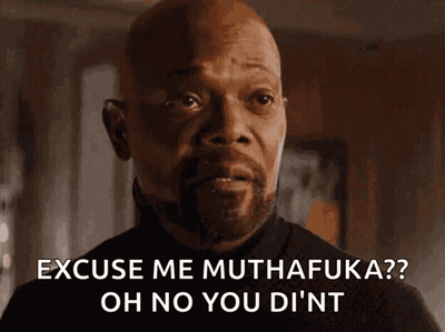 A Bald Man With A Beard Is Saying " Excuse Me Muthafuka " GIF