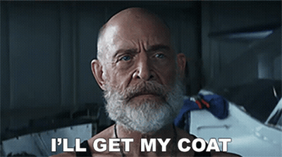 A Bald Man With A Beard Is Saying I 'Ll Get My Coat . GIF