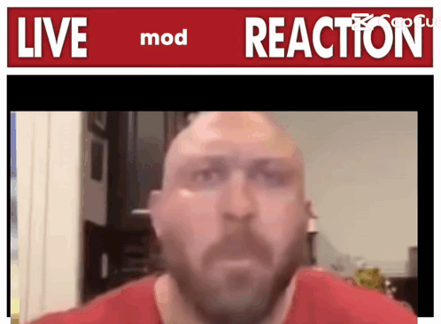 A Bald Man With A Beard Is Shown On A Live Mod Reaction Website GIF