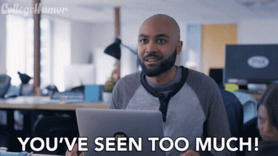 A Bald Man With A Beard Is Sitting In Front Of A Laptop Computer And Says You 'Ve Seen Too Much . GIF