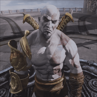 A Bald Man With A Beard Is Wearing A Greek Key Belt GIF
