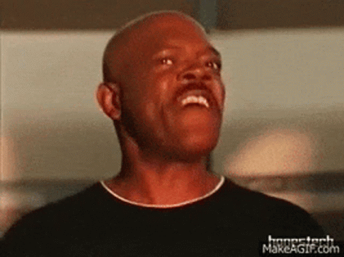 A Bald Man With A Mustache Is Smiling And Looking Up .. GIF