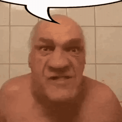 A Bald Man With A Speech Bubble Above His Head . GIF