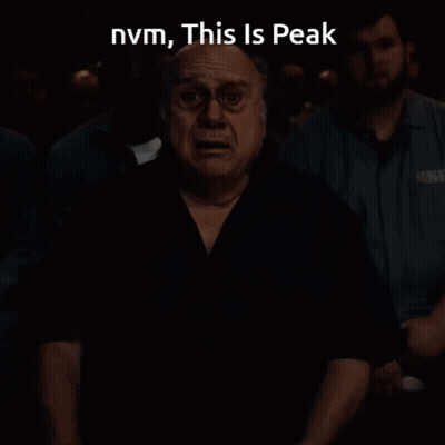 A Bald Man With A Surprised Look On His Face And The Words Nvm This Is Peak Above Him GIF