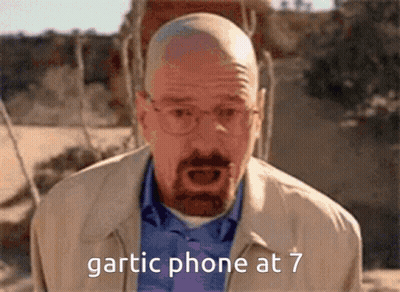 A Bald Man With Glasses And A Beard Says Gartic Phone At 7 .. GIF