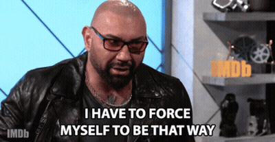 A Bald Man With Glasses And A Leather Jacket Says I Have To Force Myself To Be That Way GIF