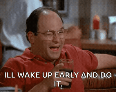A Bald Man With Glasses Is Holding A Glass Of Soda And Saying I 'Ll Wake Up Early And Do It GIF