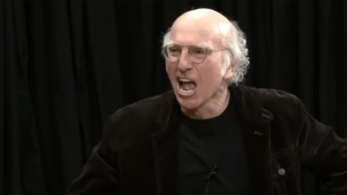 A Bald Man With Glasses Is Screaming With The Words " I 'M Done " Behind Him GIF
