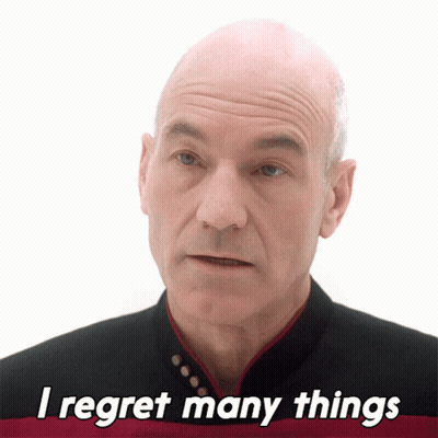 A Bald Man With The Words I Regret Many Things Below Him GIF