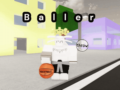A Baller Is Holding A Spalding Basketball In Front Of Buildings GIF