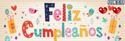 A Banner That Says Feliz Cumpleanos With Hearts And Presents GIF