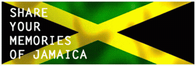A Banner That Says Share Your Memories Of Jamaica With A Flag In The Background GIF