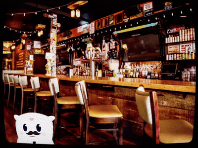 A Bar With A Sign On The Wall That Says ' A & R ' On It GIF