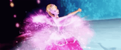 A Barbie Doll Is Dancing In A Pink Dress In A Cartoon . GIF