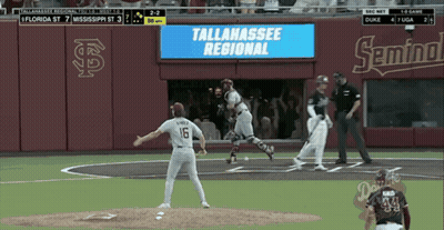 A Baseball Game Between Florida And Mississippi Is Being Played In Tallahassee GIF