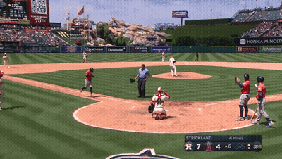 A Baseball Game Between The Angels And The Astros Is Being Played GIF
