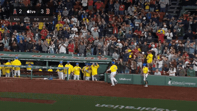 A Baseball Game Between The Angels And The Red Sox With A Score Of 3 To 2 GIF