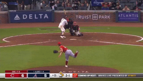 A Baseball Game Between The Braves And The Albres Is Being Broadcast On Xfinity GIF
