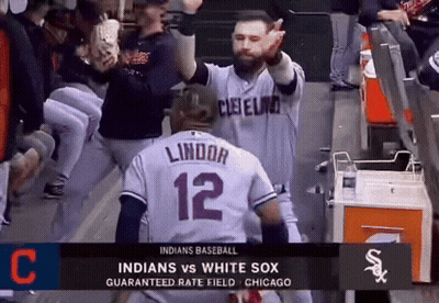 A Baseball Game Between The Indians And The White Sox Is Being Played In Chicago GIF