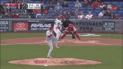 A Baseball Game Between The Phillies And The Nationals Is Underway GIF