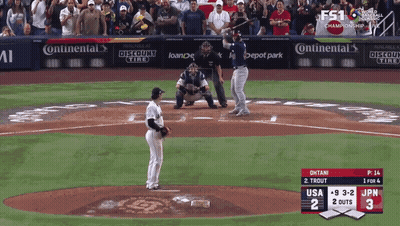 A Baseball Game Between The Usa And Jpn Is Being Played GIF
