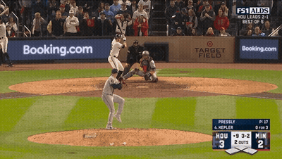 A Baseball Game Is Being Played And The Score Is 3-2 GIF