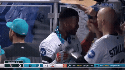 A Baseball Game Is Being Played Between Fujinami And Atlanta GIF