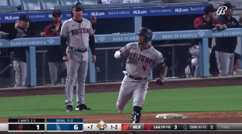 A Baseball Game Is Being Played Between The Arizona Angels And The Los Angeles Angels GIF