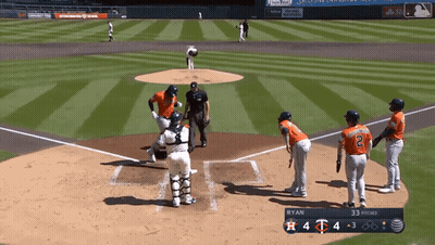 A Baseball Game Is Being Played Between The Astros And The Rays GIF