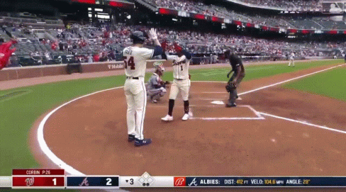 A Baseball Game Is Being Played Between The Atlanta Braves And The San Diego Padres GIF